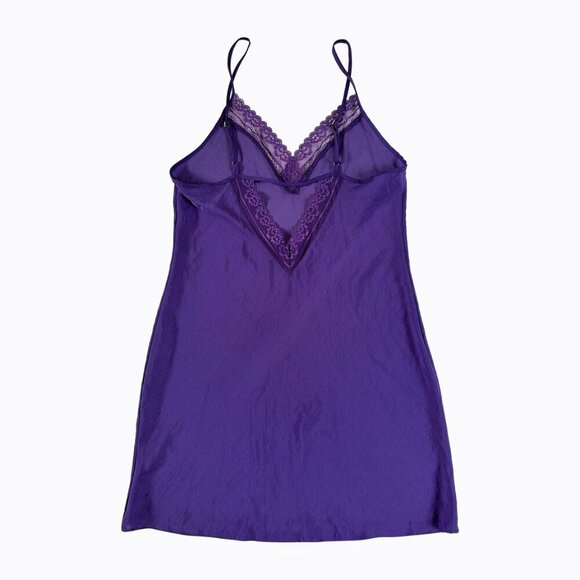 Linea Donatella Chemise Slip Dress Sz M Purple Floral Lace Whimsigoth Y2K Fairy - Picture 2 of 7